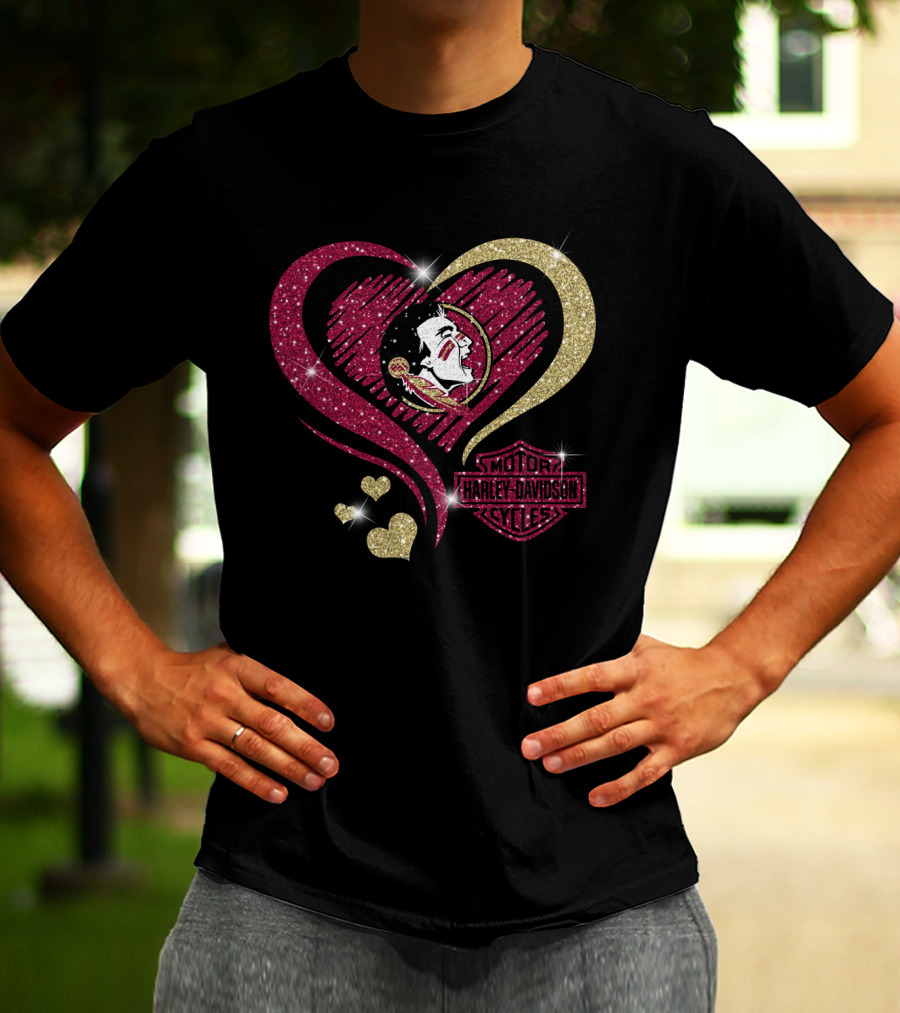 Harley Davidson Florida State Seminoles Heart T-Shirt