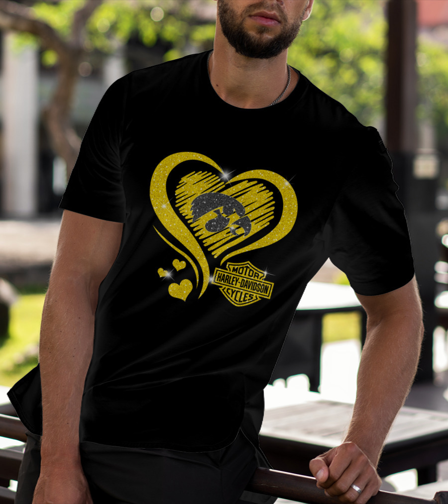 Motor Harley Davidson Cycles Iowa Hawkeyes Heart T-Shirt