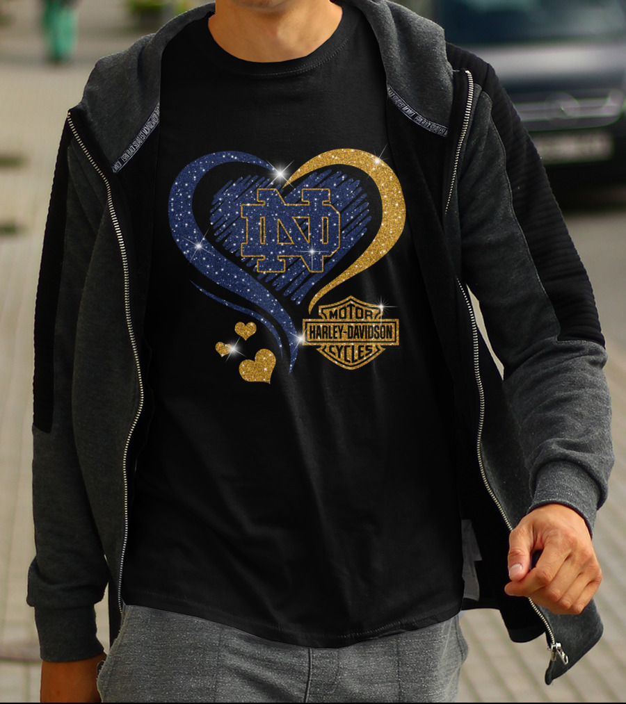 Notre Dame Fighting Irish Harley Davidson Heart T-Shirt