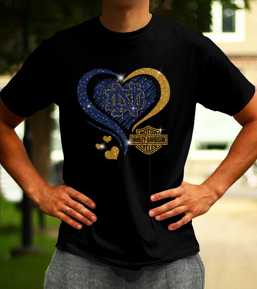 Notre Dame Fighting Irish Harley Davidson Heart T-Shirt