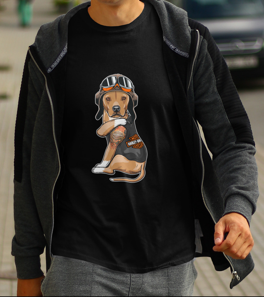 Hd Tatoo American Staffordshire Motocycle Harley Davidson T-Shirt