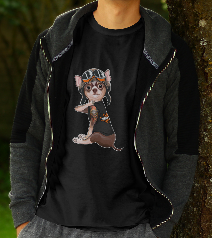 Hd Tattoo Chihuahua Harley Davidson Style Moto Pup T-Shirt