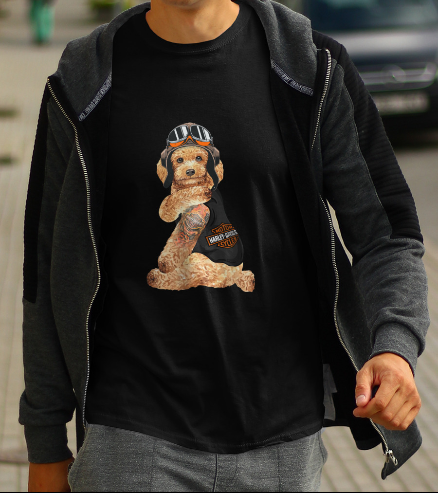 Shotgun Harley Davidson Cycles Hd Tatoo Poodle T-Shirt