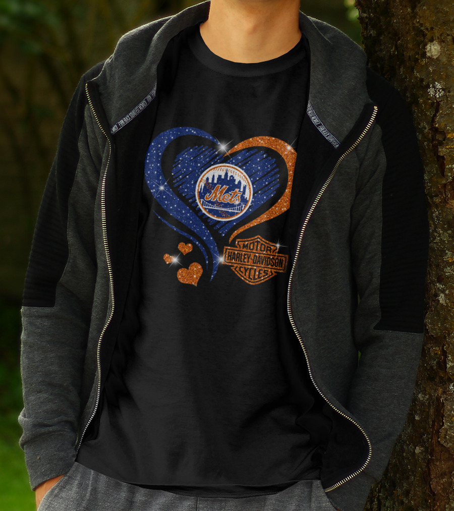 New York Mets Harley Davidson Heart T-Shirt