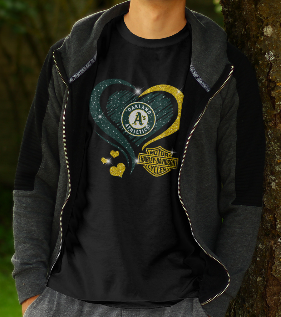 Oakland Athletics Heart Harley Davidson T-Shirt