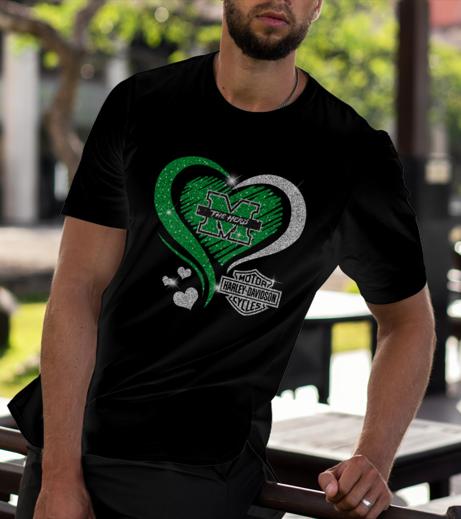 M The Herd Motor Harley Davidson Cycles Heart 0306Hd Marshall Thundering Herd T-Shirt