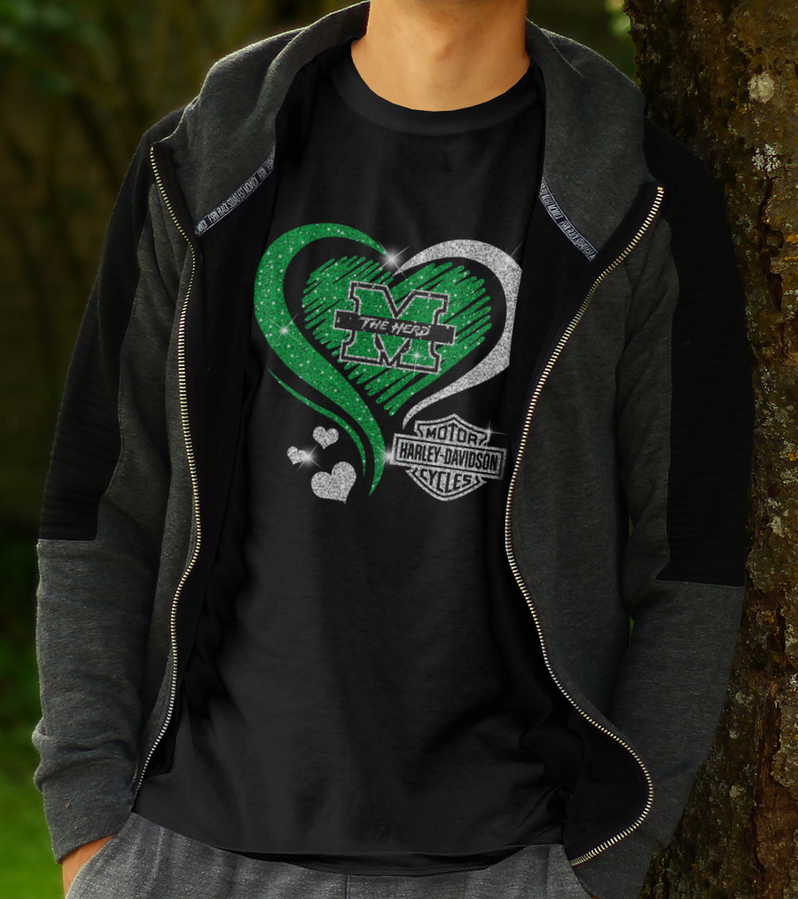 M The Herd Motor Harley Davidson Cycles Heart 0306Hd Marshall Thundering Herd T-Shirt
