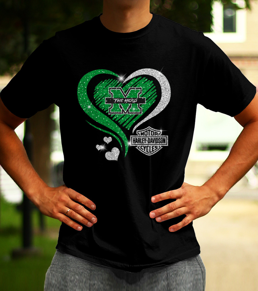 M The Herd Motor Harley Davidson Cycles Heart 0306Hd Marshall Thundering Herd T-Shirt