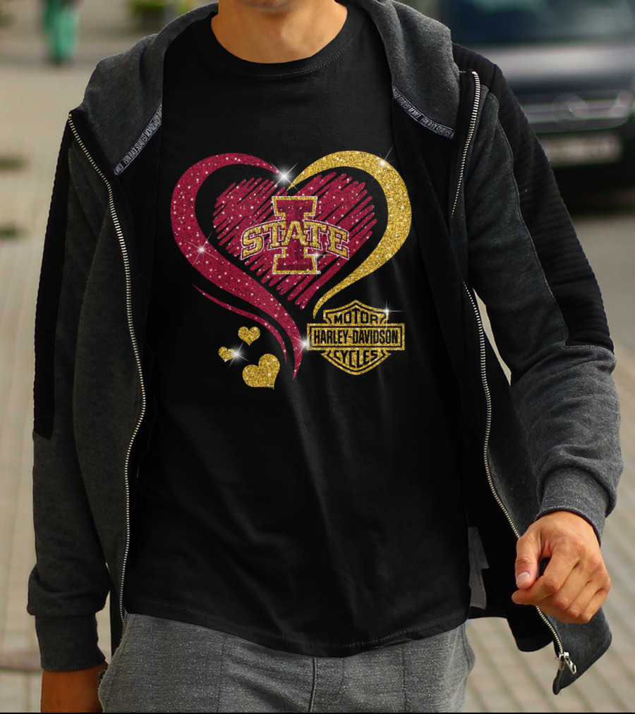 Iowa State Cyclones Heart Harley Davidson T-Shirt