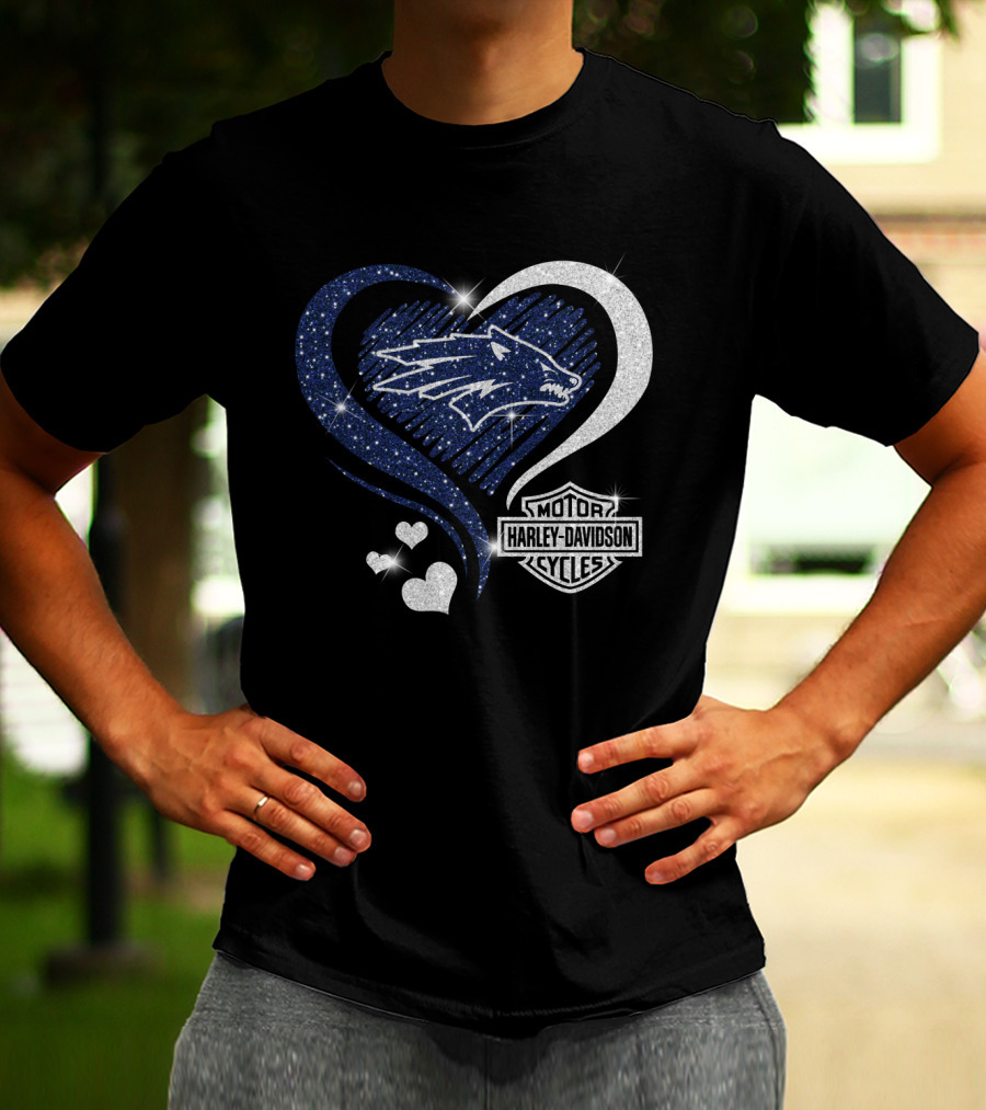 Nevada Wolf Pack Harley Davidson Sparkle Heart 0306Hd T-Shirt