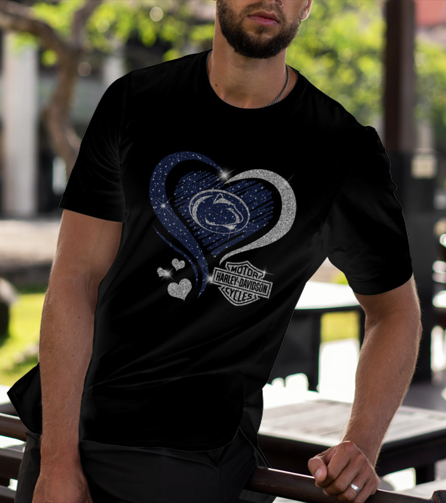 Penn State Nittany Lions Harley Davidson Heart Logo Sparkle 0306Hd T-Shirt