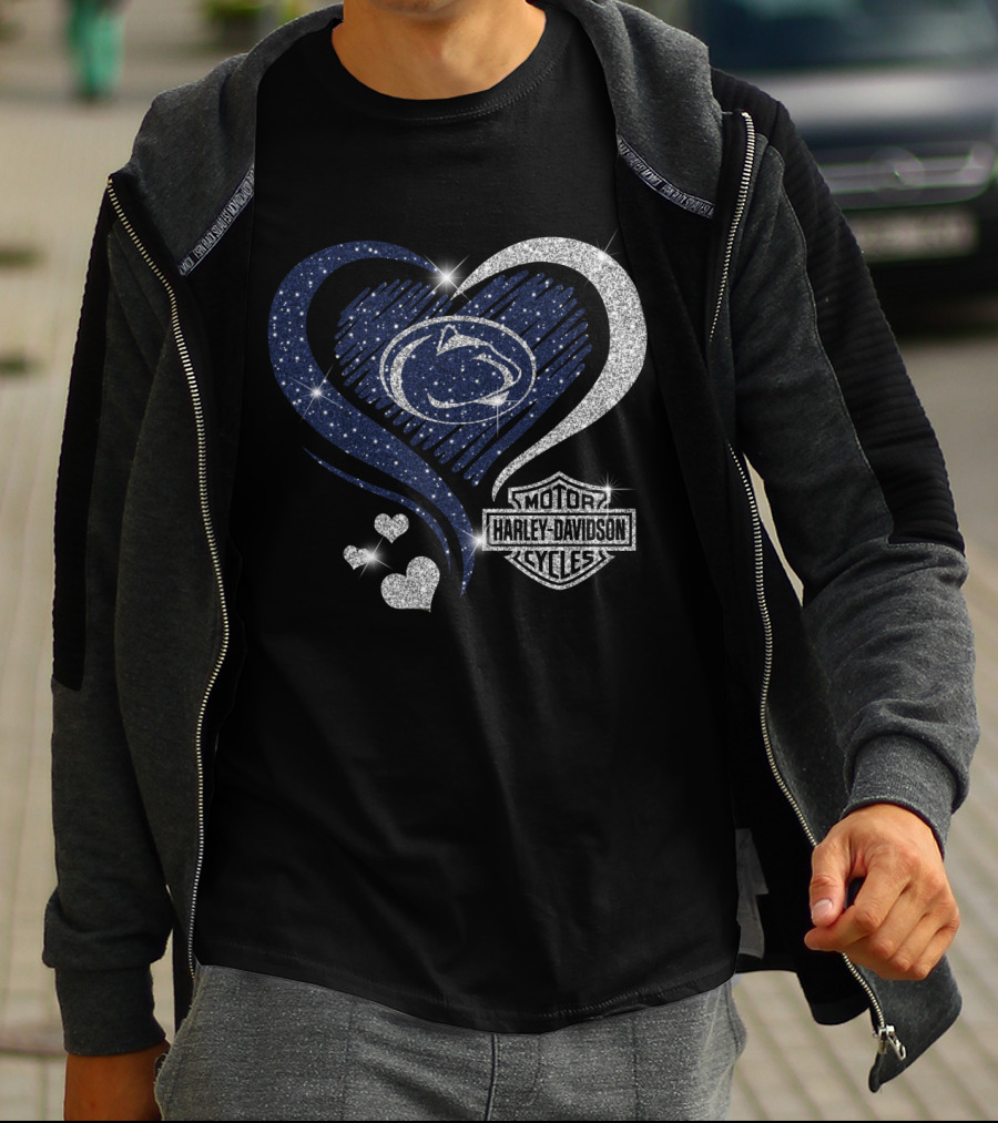 Penn State Nittany Lions Harley Davidson Heart Logo Sparkle 0306Hd T-Shirt