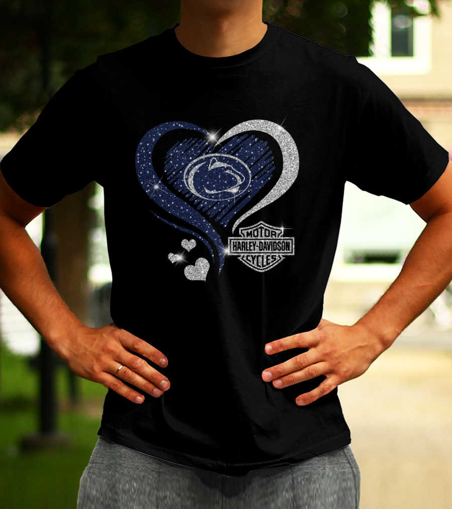 Penn State Nittany Lions Harley Davidson Heart Logo Sparkle 0306Hd T-Shirt
