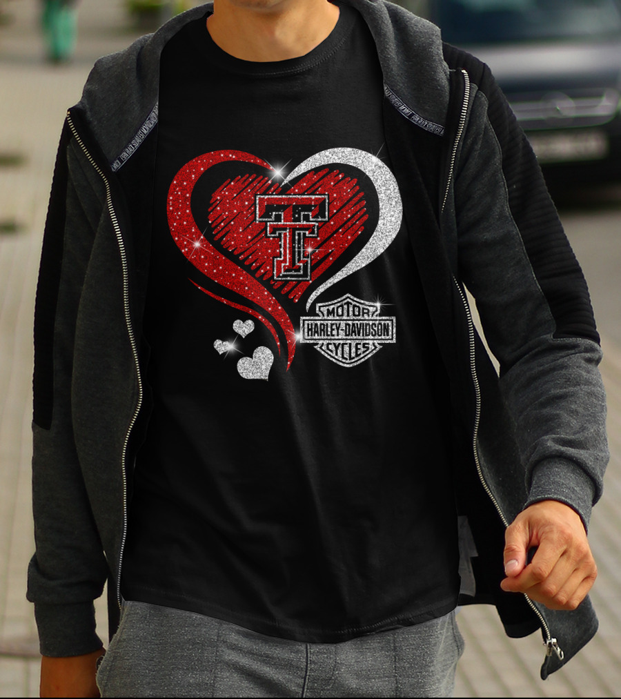 Texas Tech Red Raiders Harley Davidson Heart T-Shirt