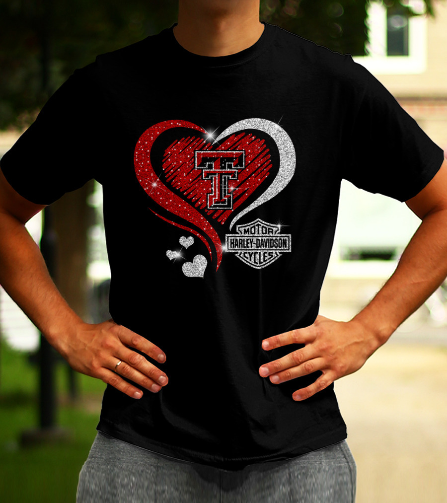 Texas Tech Red Raiders Harley Davidson Heart T-Shirt