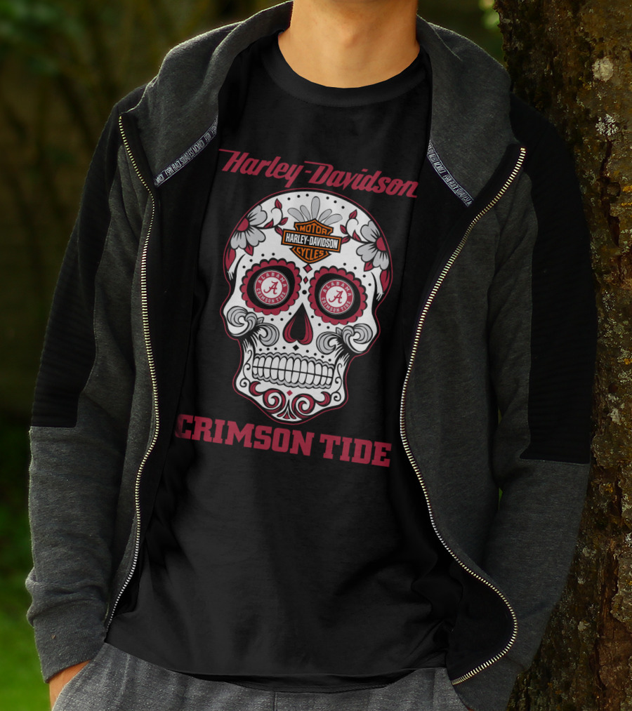 Harley Davidson Crimson Tide Alabama Sugar Skull T-Shirt
