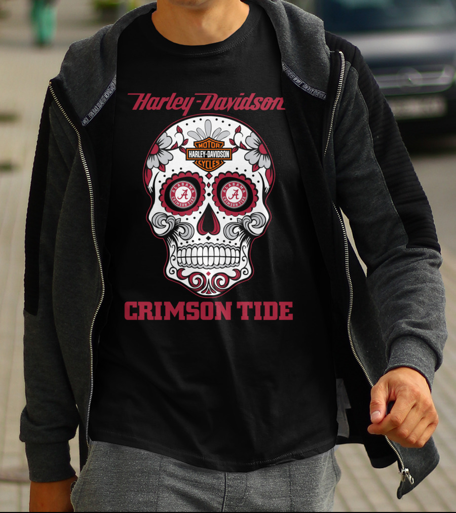 Harley Davidson Crimson Tide Alabama Sugar Skull T-Shirt