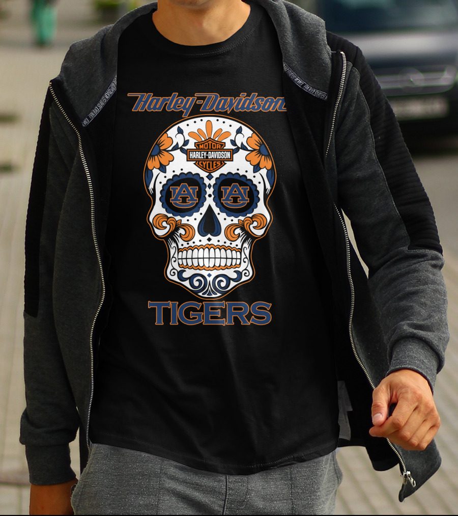 Harley Davidson Auburn Tigers Sugar Skull T-Shirt