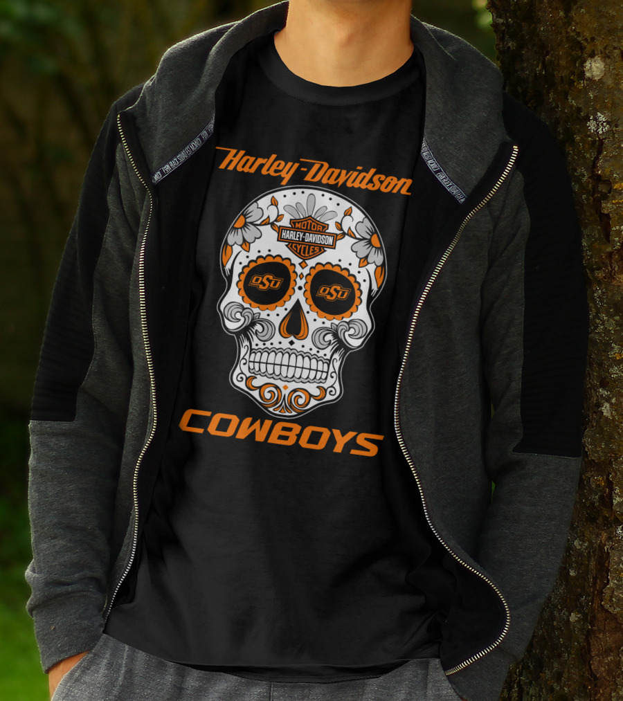 Harley Davidson Oklahoma State University Cowboys Skull Osu T-Shirt
