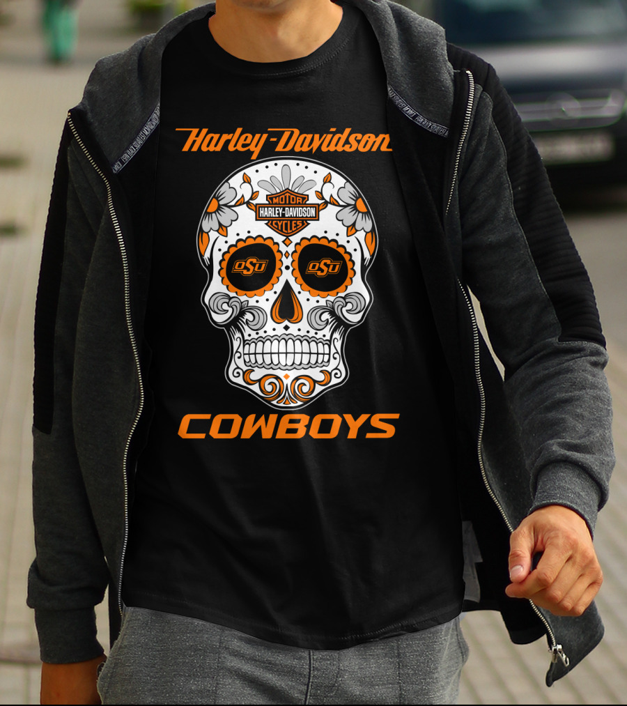 Harley Davidson Oklahoma State University Cowboys Skull Osu T-Shirt