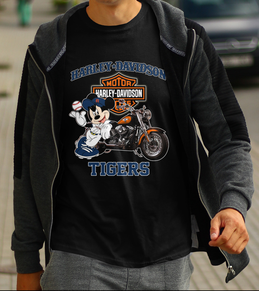 Harley Davidson Motor Mickey Mouse Detroit Tigers T-Shirt