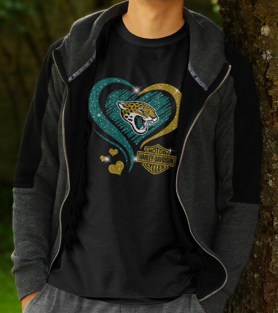 Harley Davidson Motorcycles Jacksonville Jaguars Heart T-Shirt