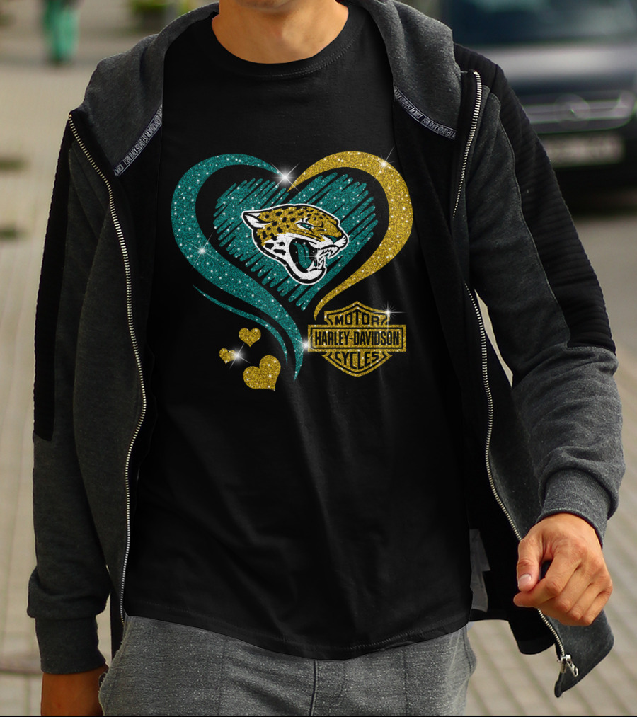 Harley Davidson Motorcycles Jacksonville Jaguars Heart T-Shirt
