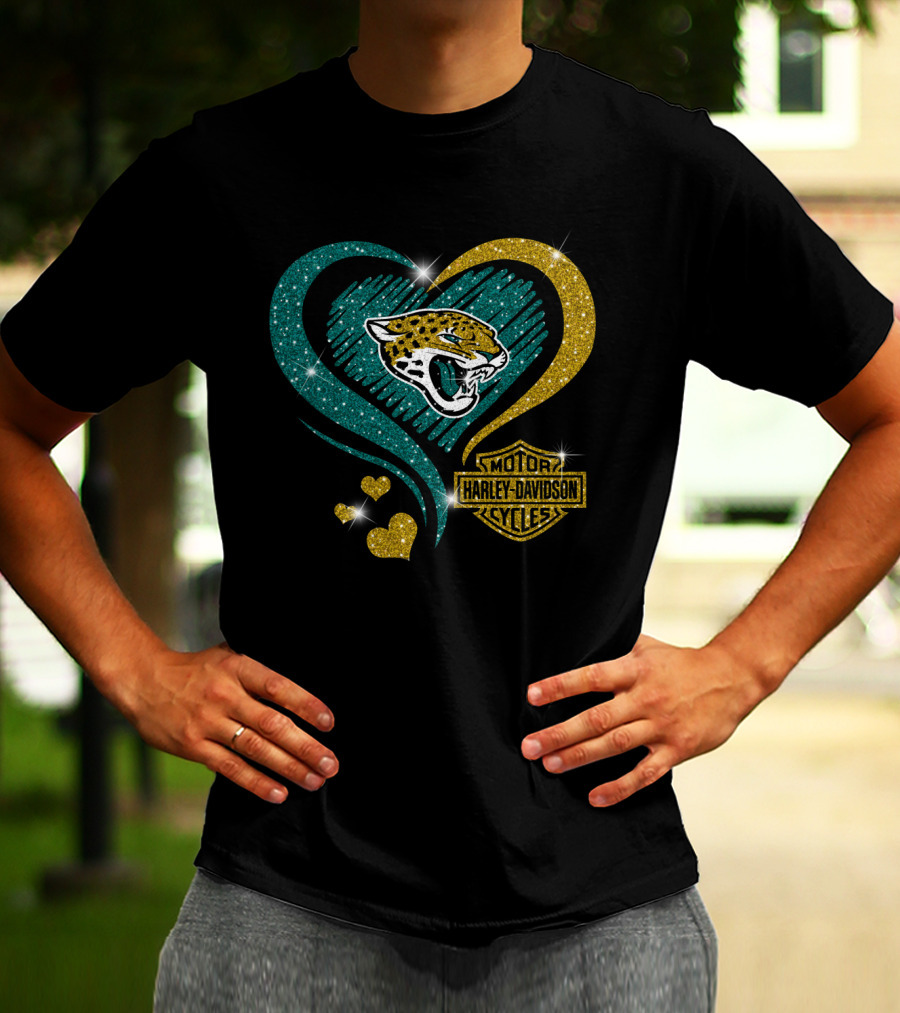 Harley Davidson Motorcycles Jacksonville Jaguars Heart T-Shirt