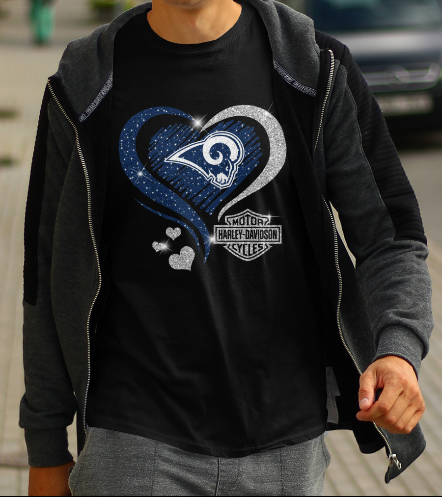 Harley Davidson Los Angeles Rams Heart Motif T-Shirt