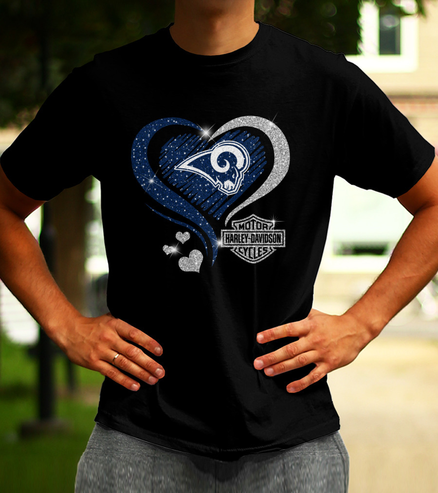 Harley Davidson Los Angeles Rams Heart Motif T-Shirt