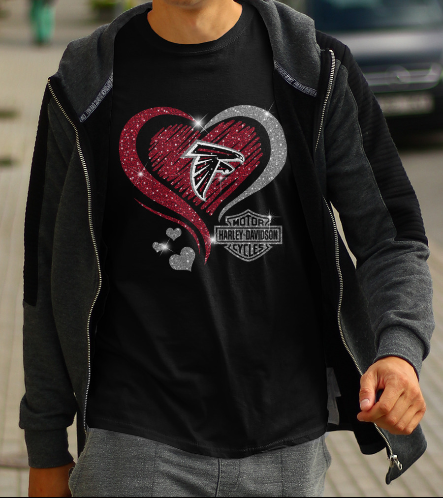 Atlanta Falcons Harley Davidson Heart T-Shirt