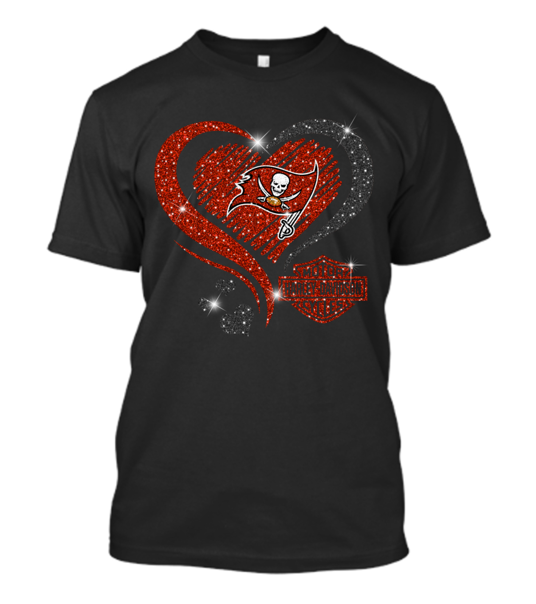 Harley Davidson Tampa Bay Buccaneers Sparkling Heart T-Shirt