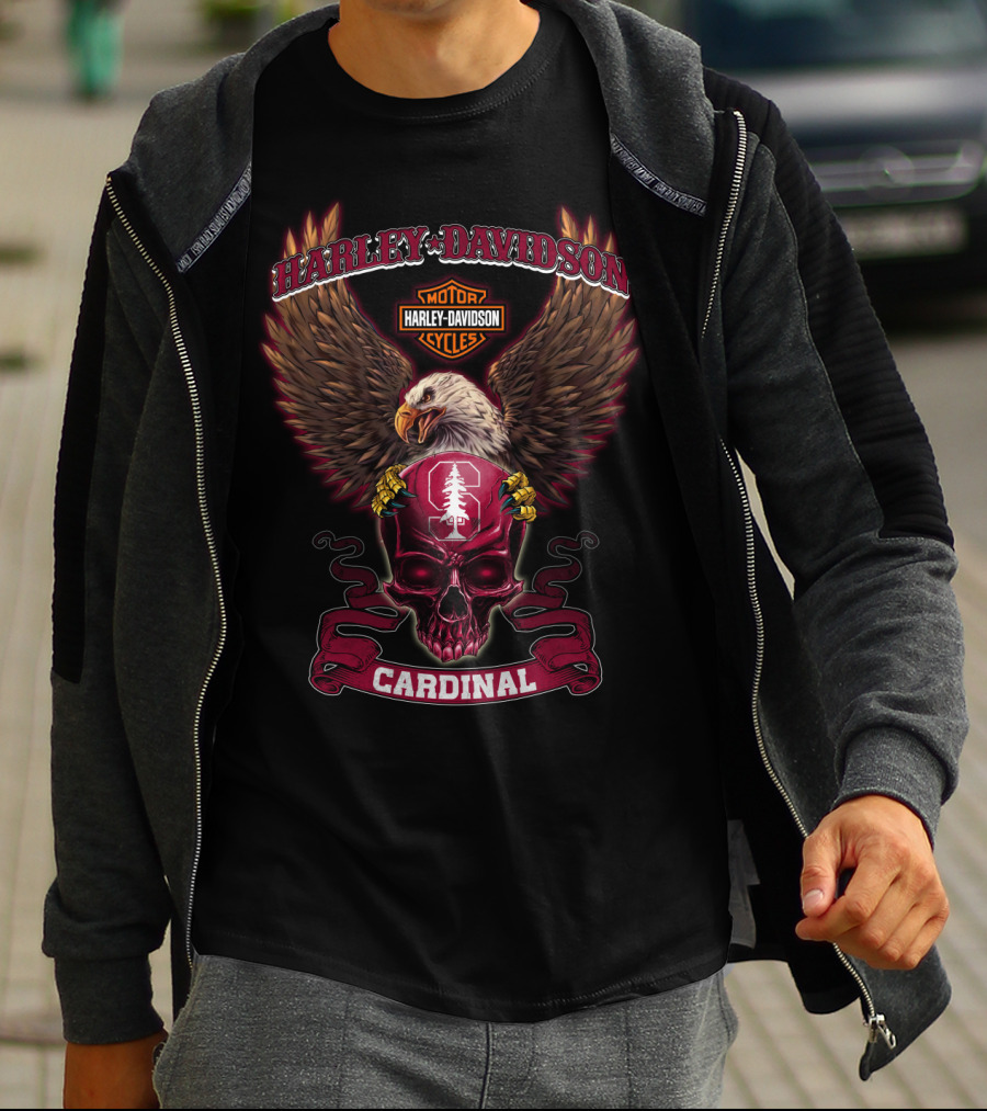 Harley Davidson Motor Cycles Eagle Stanford Cardinal T-Shirt