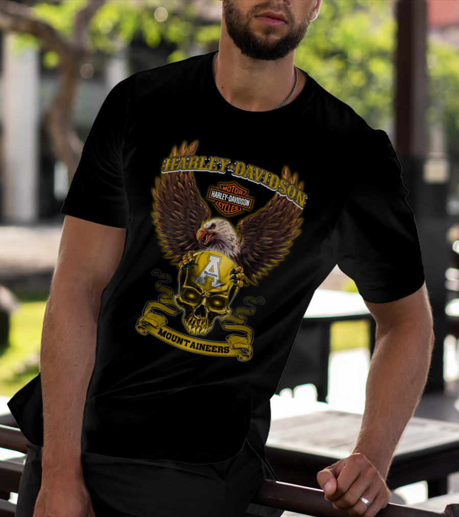Harley Davidson Eagle Skull Appalachian State Mountaineers T-Shirt