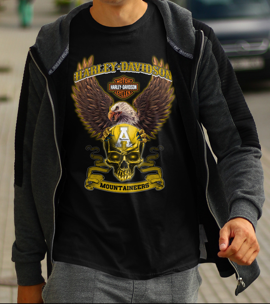 Harley Davidson Eagle Skull Appalachian State Mountaineers T-Shirt