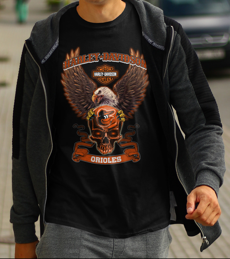 Harley Davidson Motor Cycles Orioles T-Shirt