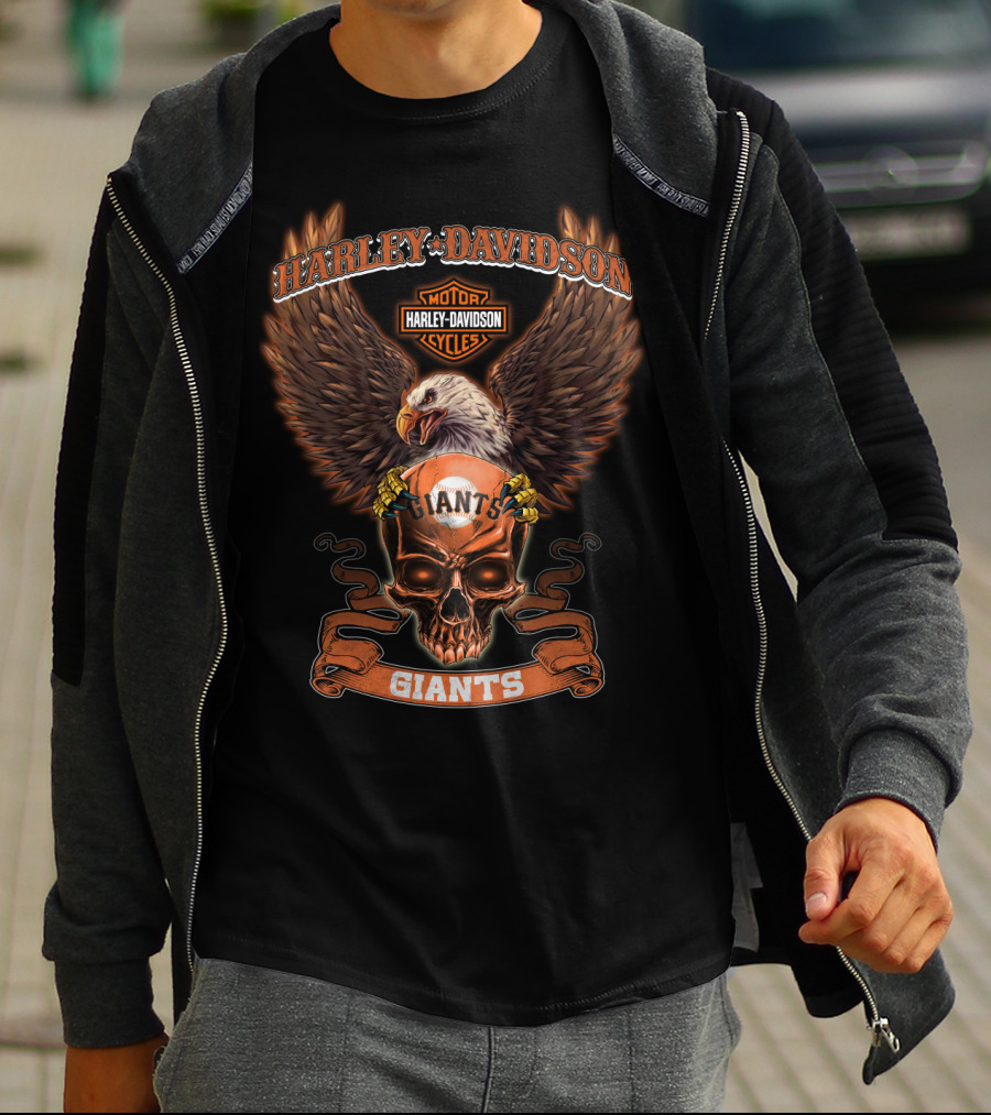 Harley Davidson Giants Skull Eagle T-Shirt
