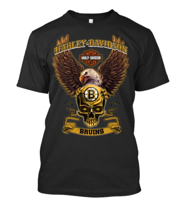 Harley Davidson Boston Bruins Eagle Skull T-Shirt