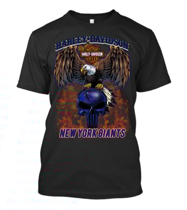 Harley Davidson Eagle New York Giants Skull Nfl Football T-Shirt