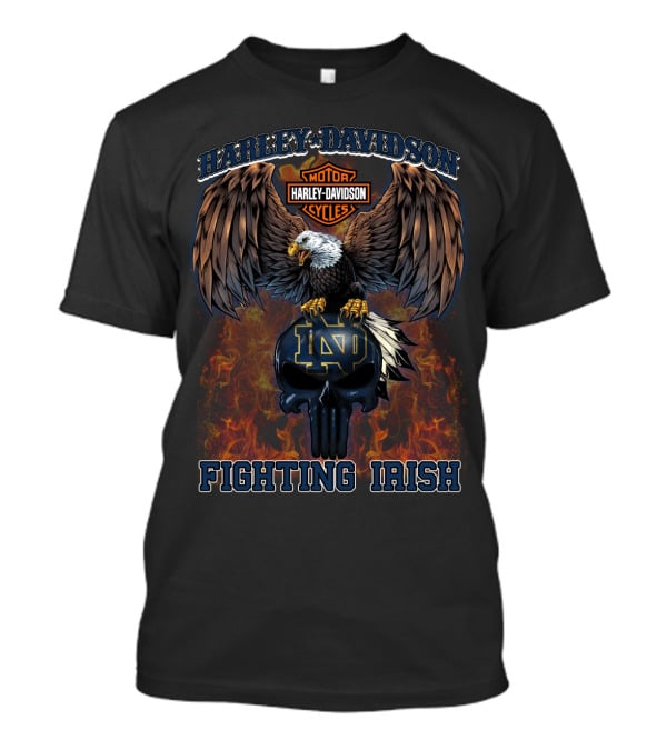 Harley Davidson Motorcycles Eagle Notre Dame Fighting Irish T-Shirt