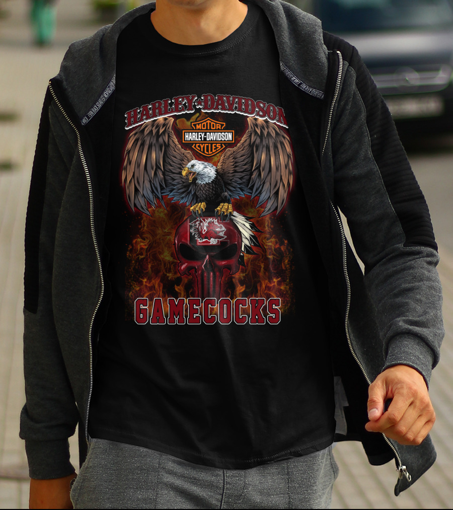 Harley Davidson Motor Cycles Eagle South Carolina Gamecocks T-Shirt