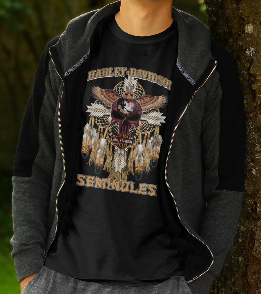 Harley Davidson Seminoles Motorcycle Native American Dreamcatcher T-Shirt