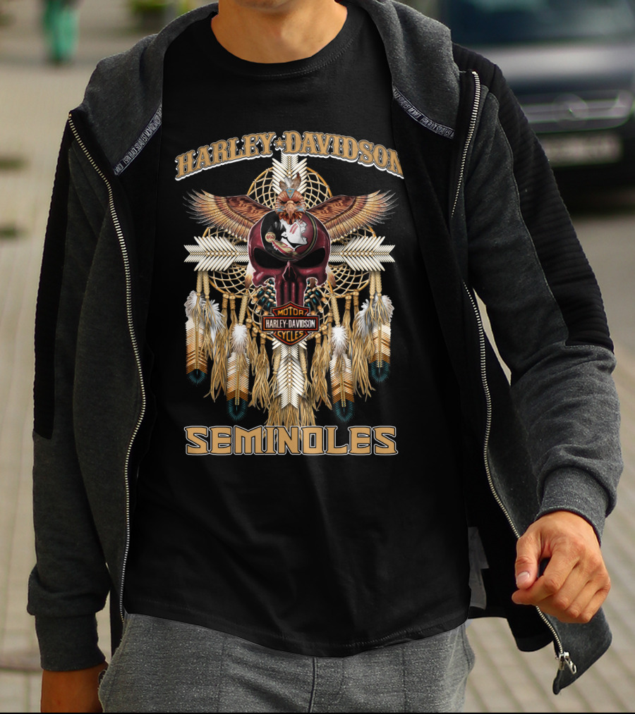 Harley Davidson Seminoles Motorcycle Native American Dreamcatcher T-Shirt