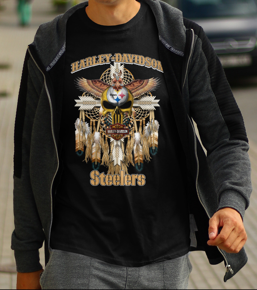 Harley Davidson Steelers Motorcycles Dreamcatcher T-Shirt