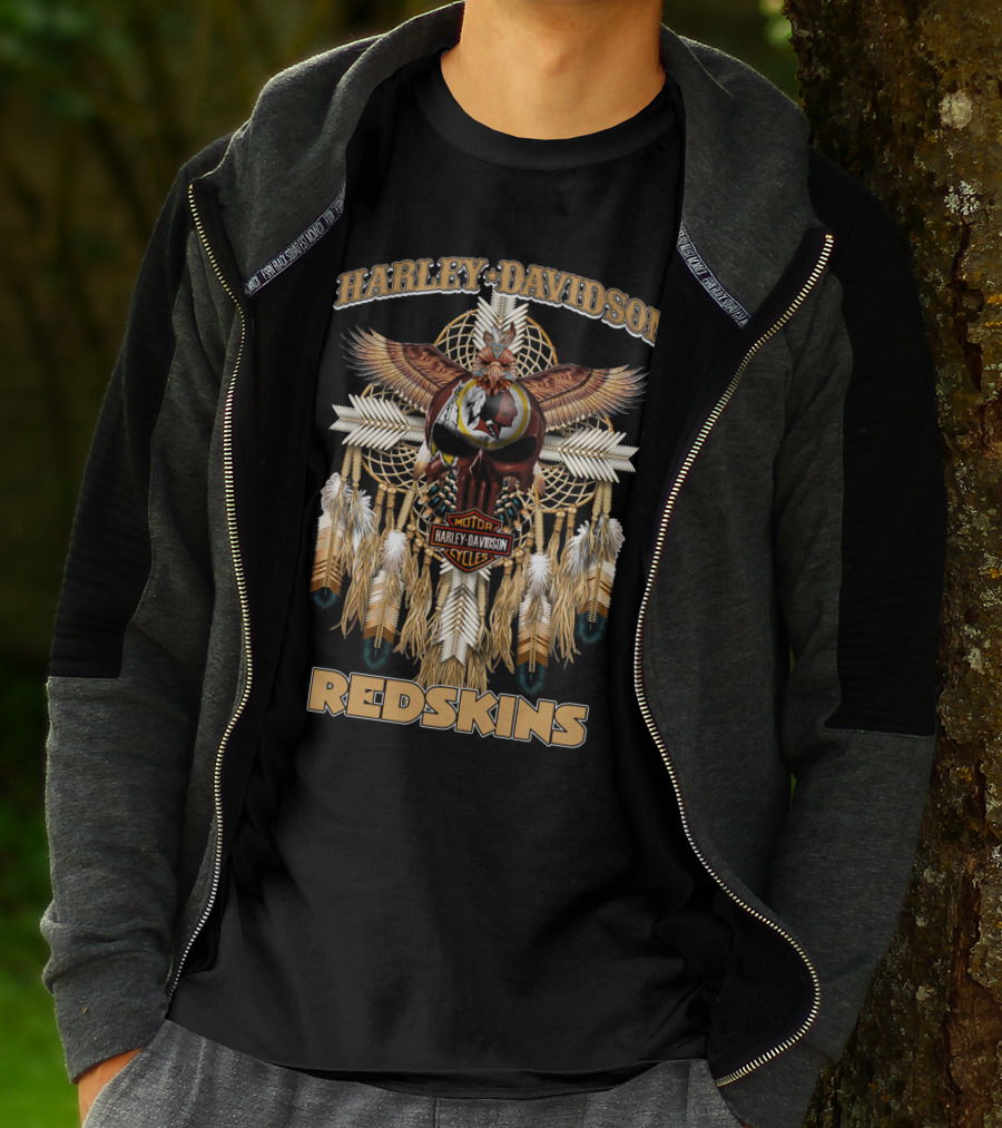 Harley Davidson Redskins Native Style Motif T-Shirt