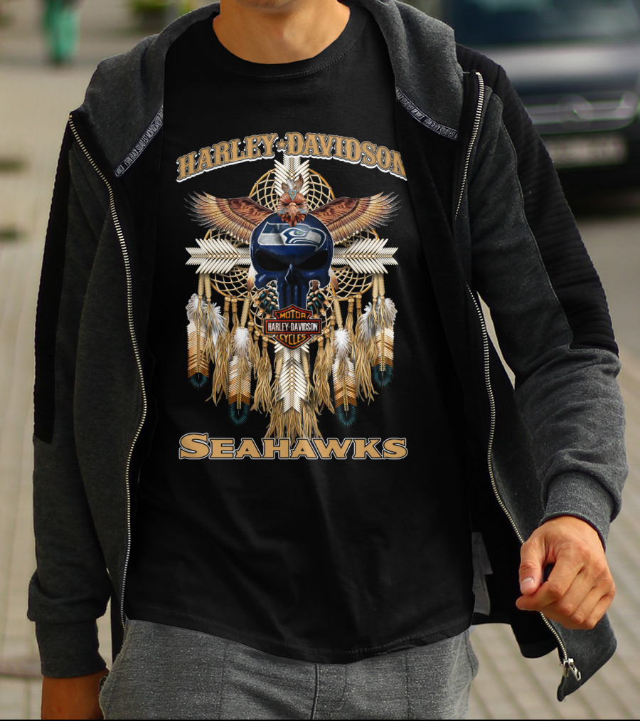 Harley Davidson Seahawks Motorcycles Dreamcatcher T-Shirt