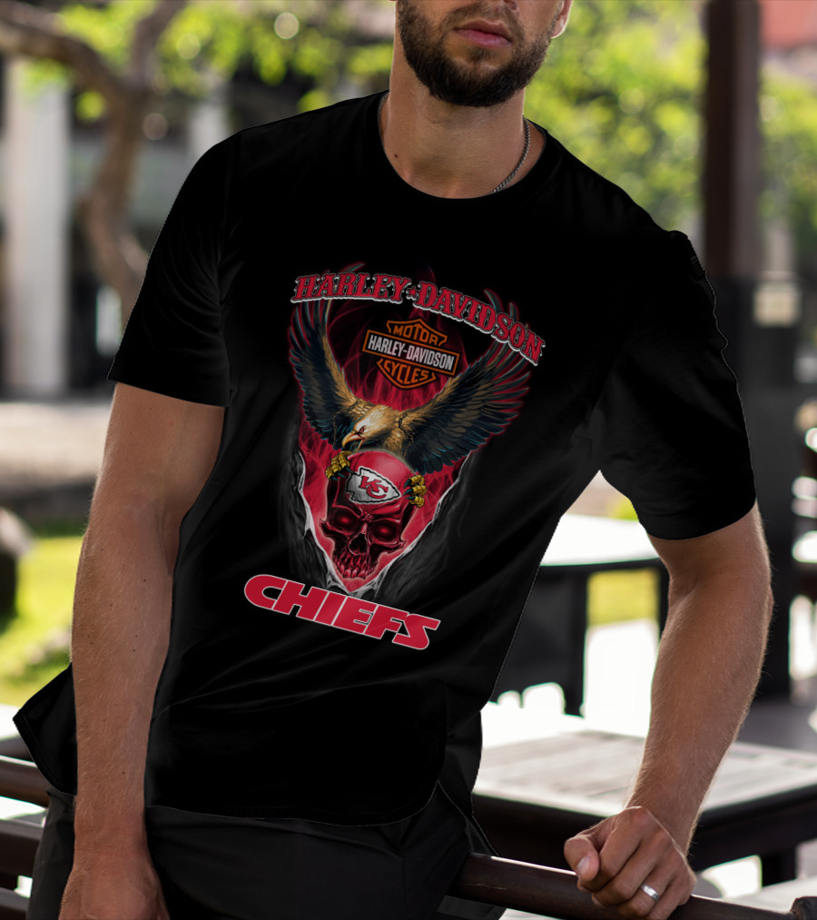 Harley Davidson Motorcycles Kansas City Chiefs Eagle T-Shirt