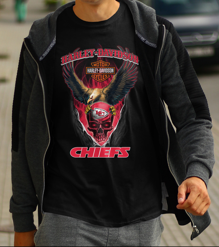 Harley Davidson Motorcycles Kansas City Chiefs Eagle T-Shirt