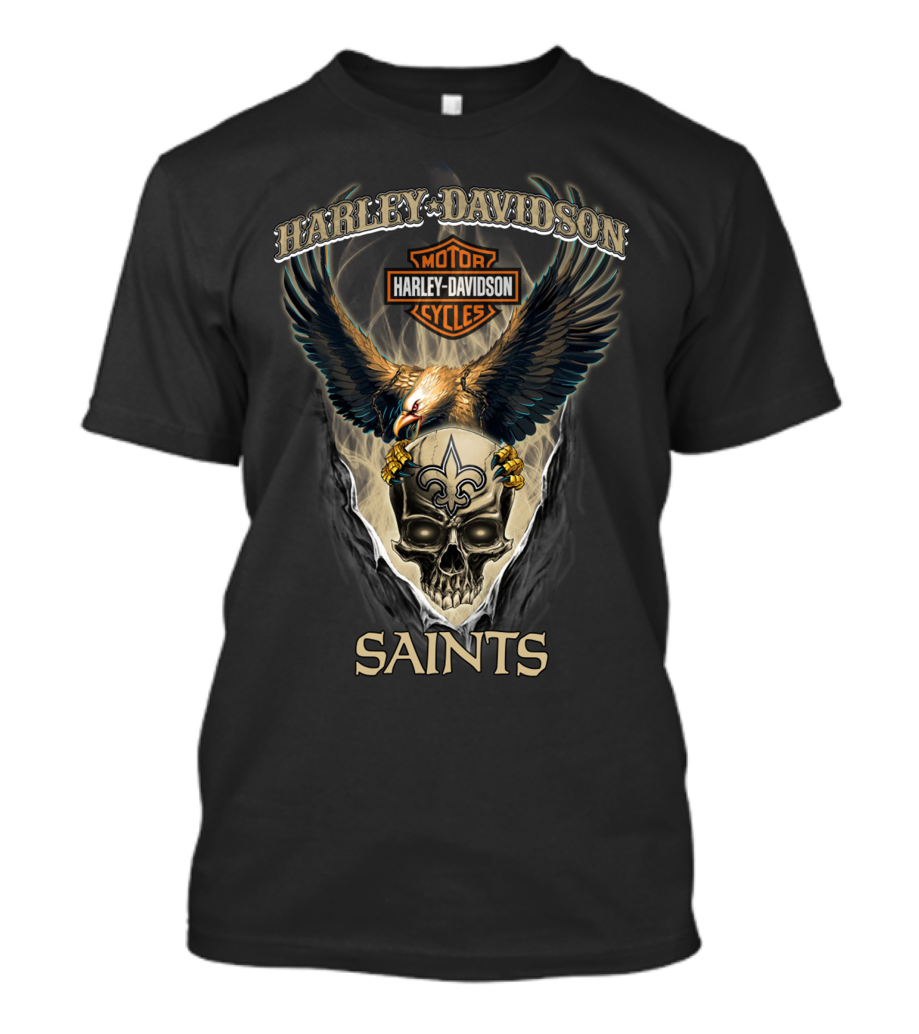 Harley Davidson Motor Cycles New Orleans Saints T-Shirt