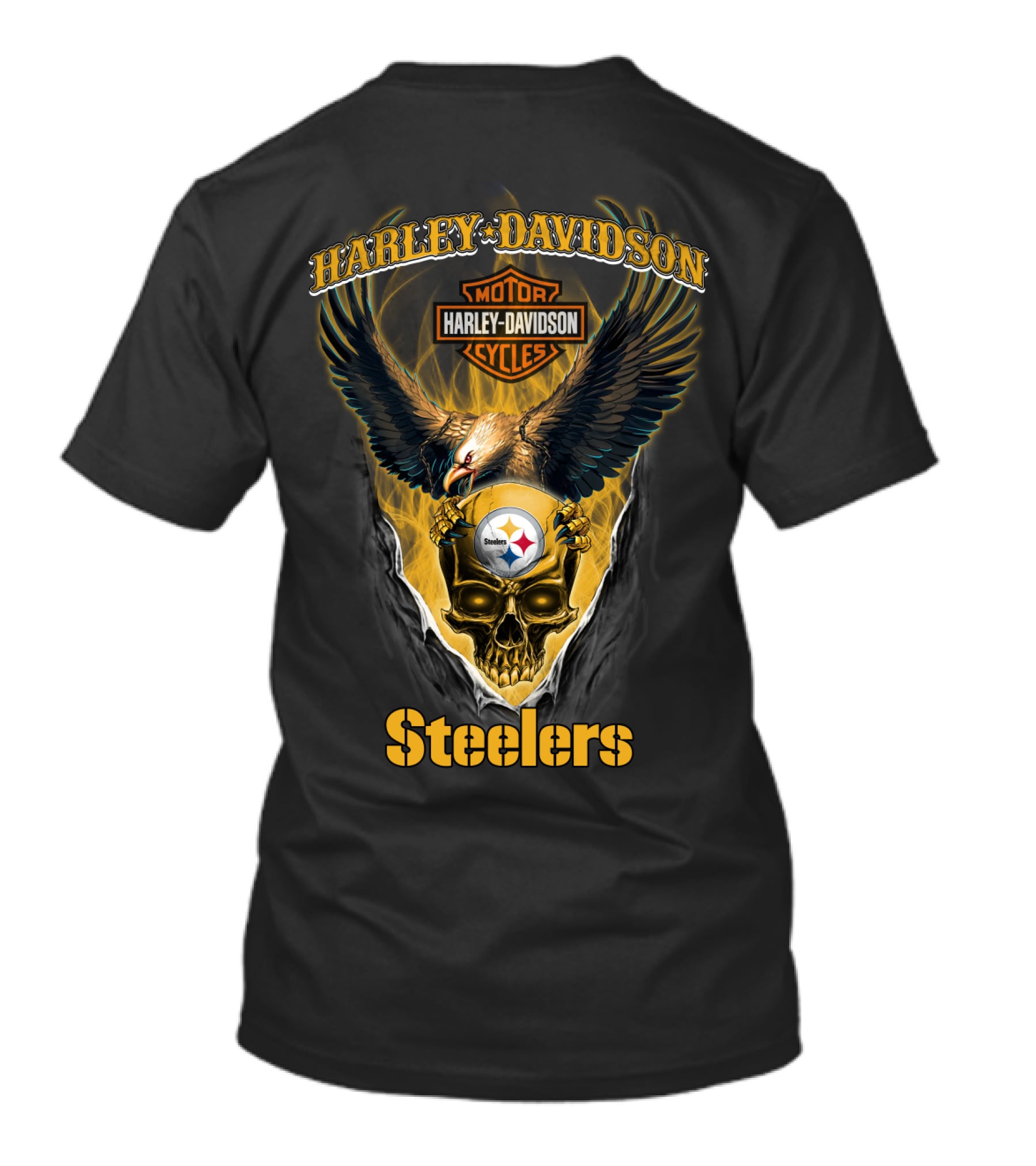 Harley Davidson Pittsburgh Steelers Eagle Skull T-Shirt